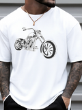 Men's T-Shirt Classic Chrome Accented Chopper Motorcycle Illustration White T Shirt Motorcycle