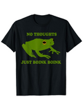 Men's T-Shirt No Thoughts Playful Green Frog With Red Eye In Relaxed Pose Frog