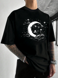 Men's T-Shirt Shining Night Sky With Crescent Moon And Whispering Stars Moon