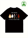 Men's T-Shirt I Raise Chickens Cartoon Flock With Colorful Standing Hens Chicken