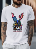 Men's T-Shirt Cool Rabbit Futuristic Metallic Elements With Neon Accents Robotic Rabbit