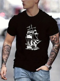 Men's T-Shirt Glistening Ocean Waves Carrying A Majestic Tall Ship