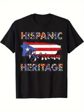 Men's T-Shirt Puerto Rican Pride Flag With Colorful Patterned Letters And Heritage Theme