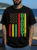 Men's T-Shirt Bold Distressed Multicolor Stripes With Star Flag Pattern Daddy