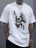 Men's T-Shirt Dark Smoky Flames With Playing Cards And Skull Ace