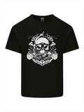 Men's T-Shirt Detailed Nautical Icons Surrounding Skull With Diving Goggles