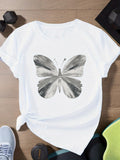 Women's T-Shirt Ink Washed Strokes Forming A Detailed Graceful Butterfly