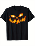 Men's T-Shirt Glowing Fiery Jagged Eyes And Wicked Grin Halloween Pumpkin Face