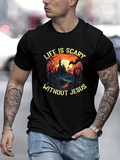 Men's T-Shirt Life Is Scary Without Jesus Creepy Night Forest With Haunted Trees And Full Moon