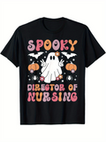 Men's T-Shirt Spooky Director Of Nursing Surrounded By Pumpkins Ghost And Flying Bats