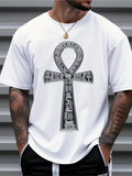 Men's T-Shirt Ancient Symbols And Hieroglyphics Within Ankh Cross Design