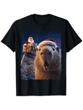 Men's T-Shirt Festive Capybara Wearing Santa Hat Under A Starry Night Sky