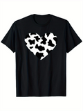 Men's T-Shirt Cow Print Pattern Spotted Heart In Monochrome Style Shape
