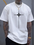 Men's T-Shirt Minimalist Starburst Symbol With Clean Black Lines Modern Cross
