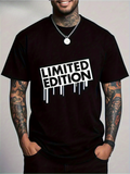 Men's T-Shirt Limited Edition Bold White Dripping Letters On Simple Black T Shirt