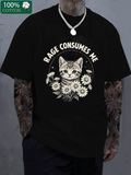 Men's T-Shirt Rage Consumes Me Surrounded By Daisies Adorable Cat Among Flowers