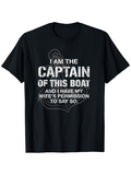 Men's T-Shirt I Am The Captain With Nautical Anchor On Black Shirt