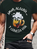 Men's T-Shirt Foamy Frosty Beer Mug With Playful Happy Face Drawing