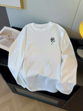 Men's T-Shirt Minimalist Black Floral Design Near Collar Rose