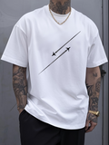 Men's T-Shirt Minimalist Diagonal Lines With Crossing Jet Airplanes