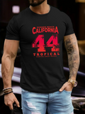 Men's T-Shirt Summer Escape California Bold Red Number Print With Tropical Letters T Shirt