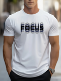 Men's T-Shirt Focus Overlapping Shadowed Black Lettering Typography Word