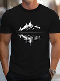 Men's T-Shirt Snowcapped Peaks Reflected On Serene Rippling Water Mountain