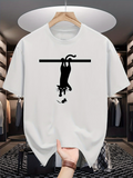 Men's T-Shirt Playful Cat Hanging With Curious Mouse Overhead Cat