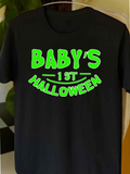 Men's T-Shirt Babys First Halloween Bright Neon Lettering Halloween