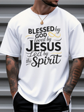 Men's T-Shirt Blessed By God Loved By Jesus Led By The Spirit Spiritual Message Typography White T Shirt