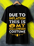Men's T-Shirt Due To Inflation This Is My Halloween Costume With Playful Yellow Graphics And Cheerful Pumpkin Face