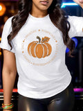 Women's T-Shirt Spiced Autumn Leaves With Cozy Harvest Orange Pumpkin
