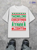 Men's T-Shirt Twinkling Christmas Tree Lights In Festive Colors With Decorative Trees