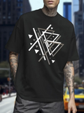 Men's T-Shirt Overlapping Lines With Angular Modern Geometry Featuring Abstract Triangles Pattern