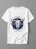 Men's T-Shirt Celestial Night Sky With Mystic Geometric Shapes And Bull Skull