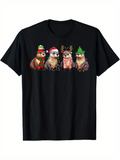 Men's T-Shirt Festive Animals With Winter Holiday Accessories Otter
