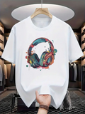 Men's T-Shirt Colorful Graffiti Style With Splattered Art Surrounding Headphones