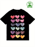Men's T-Shirt Colorful Watercolor Patterned Hearts In Neat Rows Heart