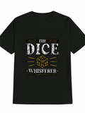 Men's T-Shirt The Dice Whisperer With Golden Patterned Dice Surrounded By Art Deco Accents