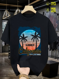 Men's T-Shirt Summer California Sunset Sky With Two Palm Trees