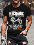 Men's T-Shirt Once A Mechanic Always A Mechanic Tools And Pistons Surrounded By Vintage Workshop Elements