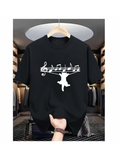 Men's T-Shirt Musical Notes And Dancing Cat Balancing Gracefully Under Sheet Music Cat