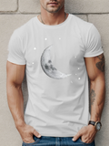Men's T-Shirt Crescent Moon Surrounded By Soft Floating White Shining Stars Moon