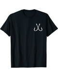 Men's T-Shirt Simple Angler Hooks Overlapping On Black Cotton T Shirt