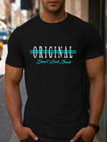 Men's T-Shirt Original With Blue Streak And Bold Slogan Centralized Text Tee
