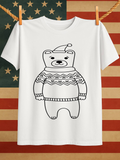 Men's T-Shirt Winter Inspired Cozy Knit Pattern And Smiling Festive Bear