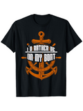 Men's T-Shirt Id Rather Be Relaxing With Wooden Anchor Under Nautical Sun Boat