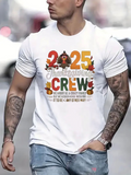 Men's T-Shirt Thanksgiving Crew With Autumn Leaves And Colorful Festive Turkey