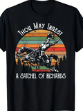 Men's T-Shirt Thou May Ingest A Satchel Of Richards Retro Striped Background Galloping Horse Cowboy