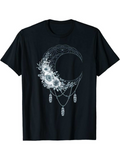 Men's T-Shirt Hand Drawn Crescent Moon With Dreamcatcher Floral Details
